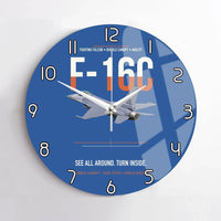 Thumbnail for F-16C Fighting Falcon See All Around Turn Inside design on blue no frame wall clock