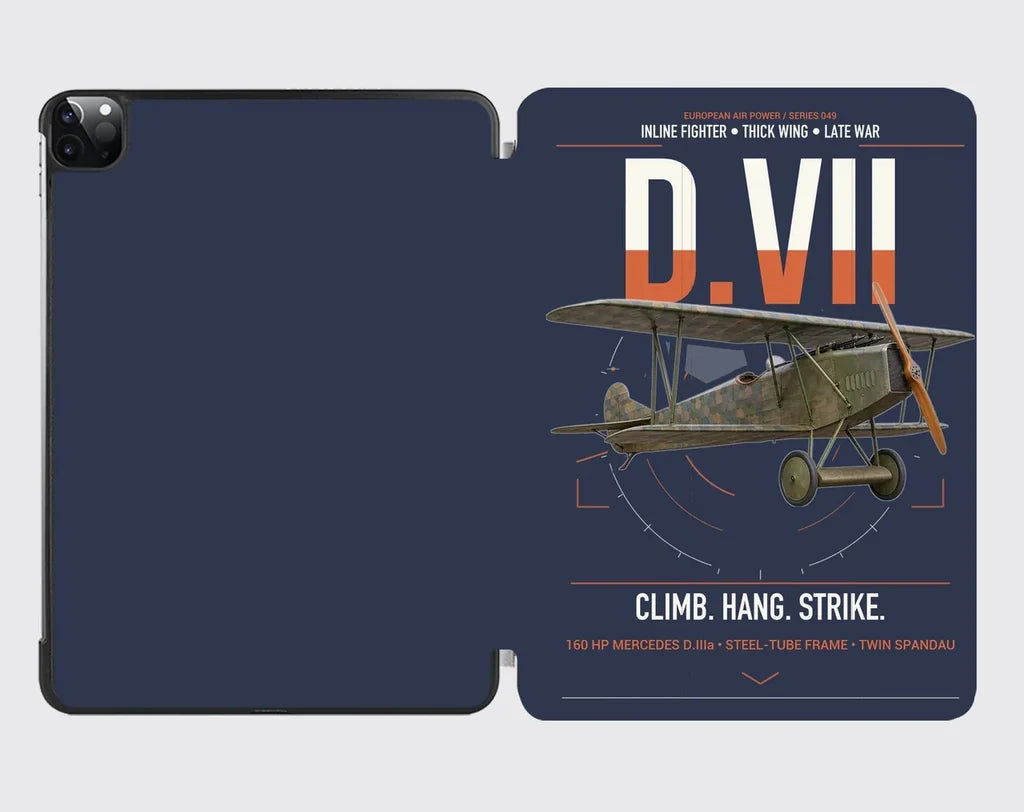 Fokker D.VII design on navy blue ipad tablet case