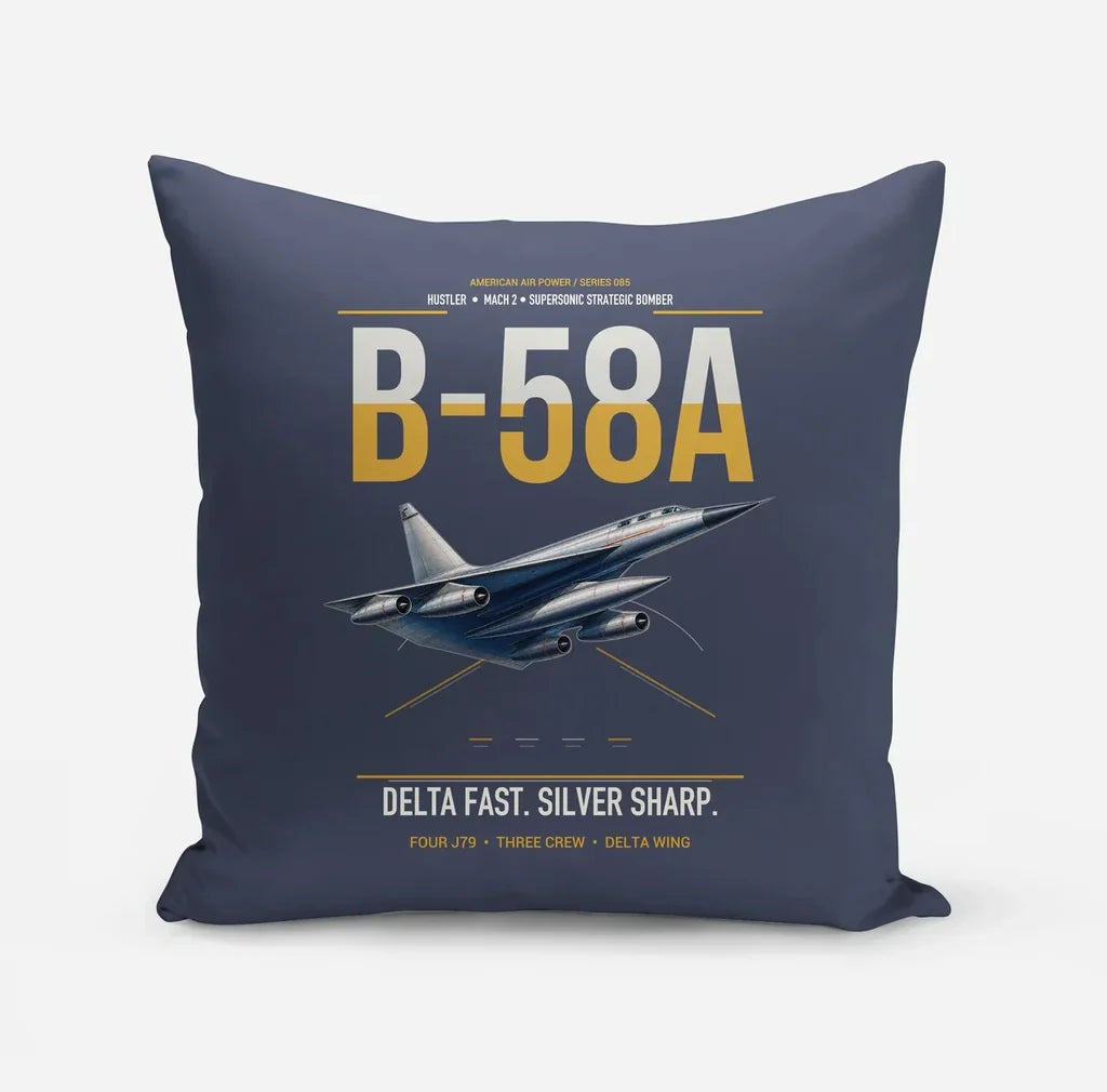 B-58A Hustler design on navy blue pillow