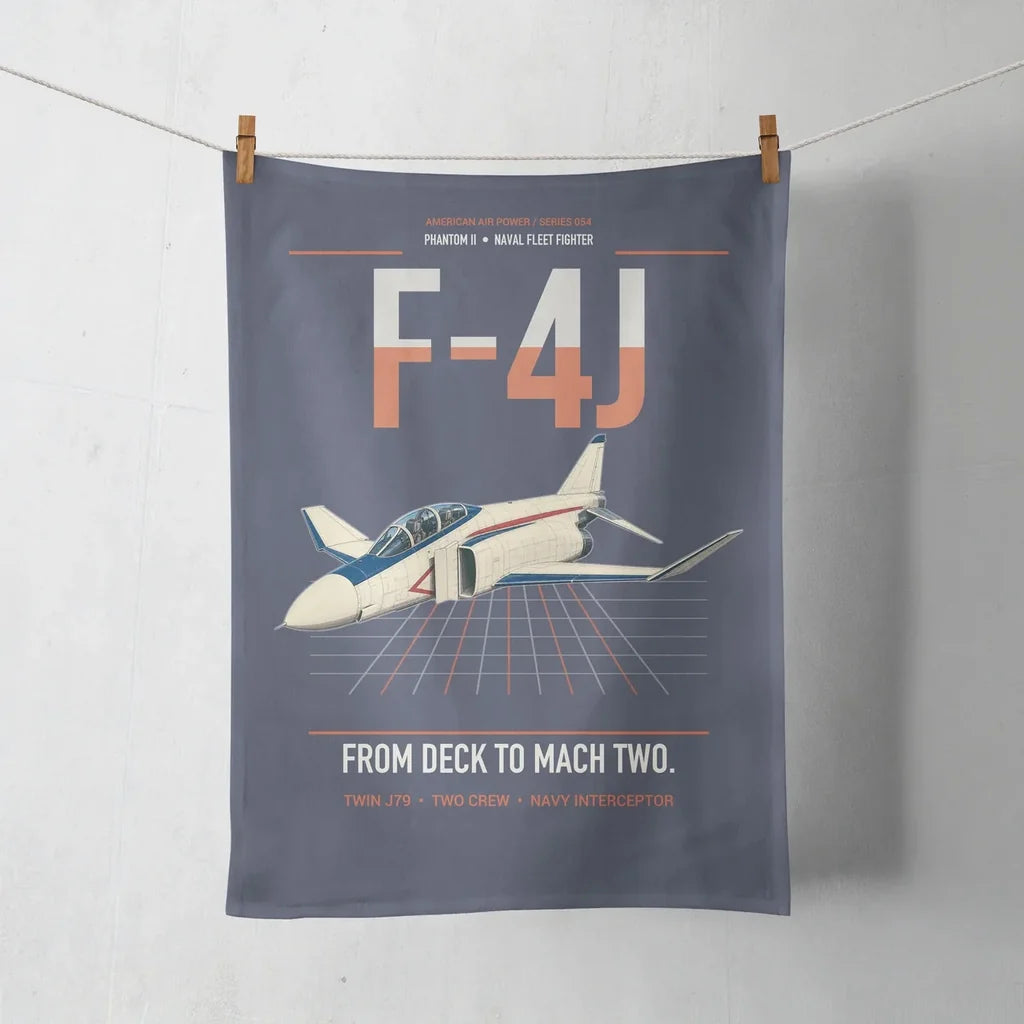 F-4J Phantom II design on navy blue towel
