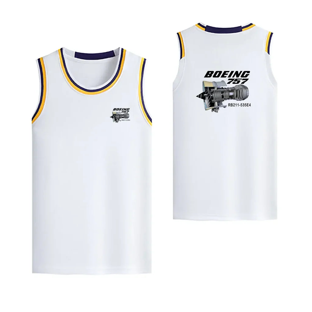 Boeing 757 & Rolls Royce Engine (RB211) Designed Basketball Style Sports Tank Tops - view 16
