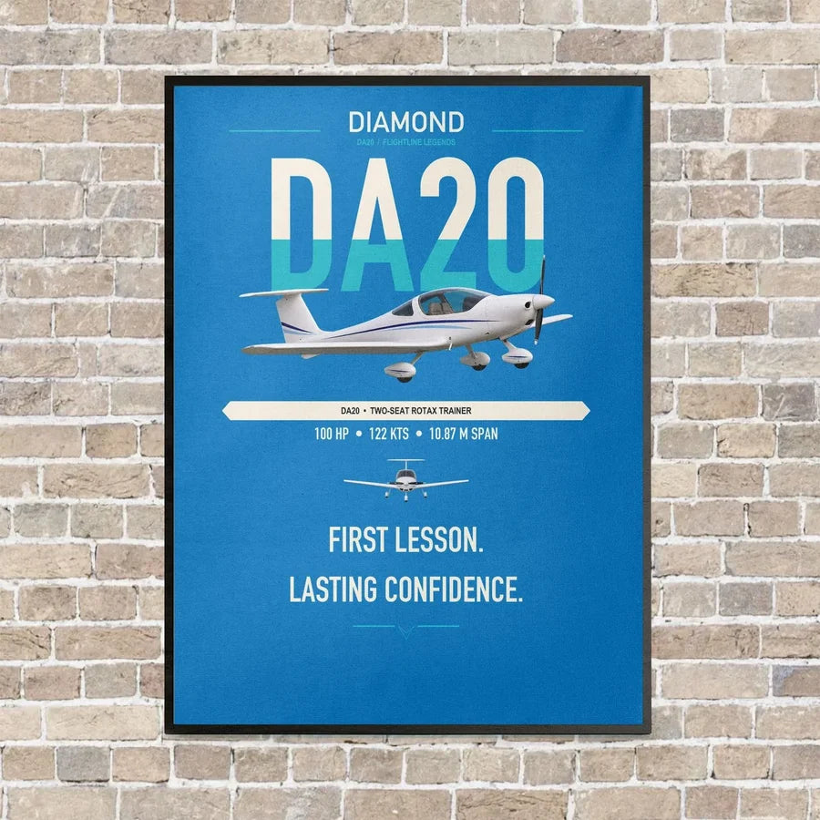 Diamond DA20 vertical canvas print - framed - turquoise background