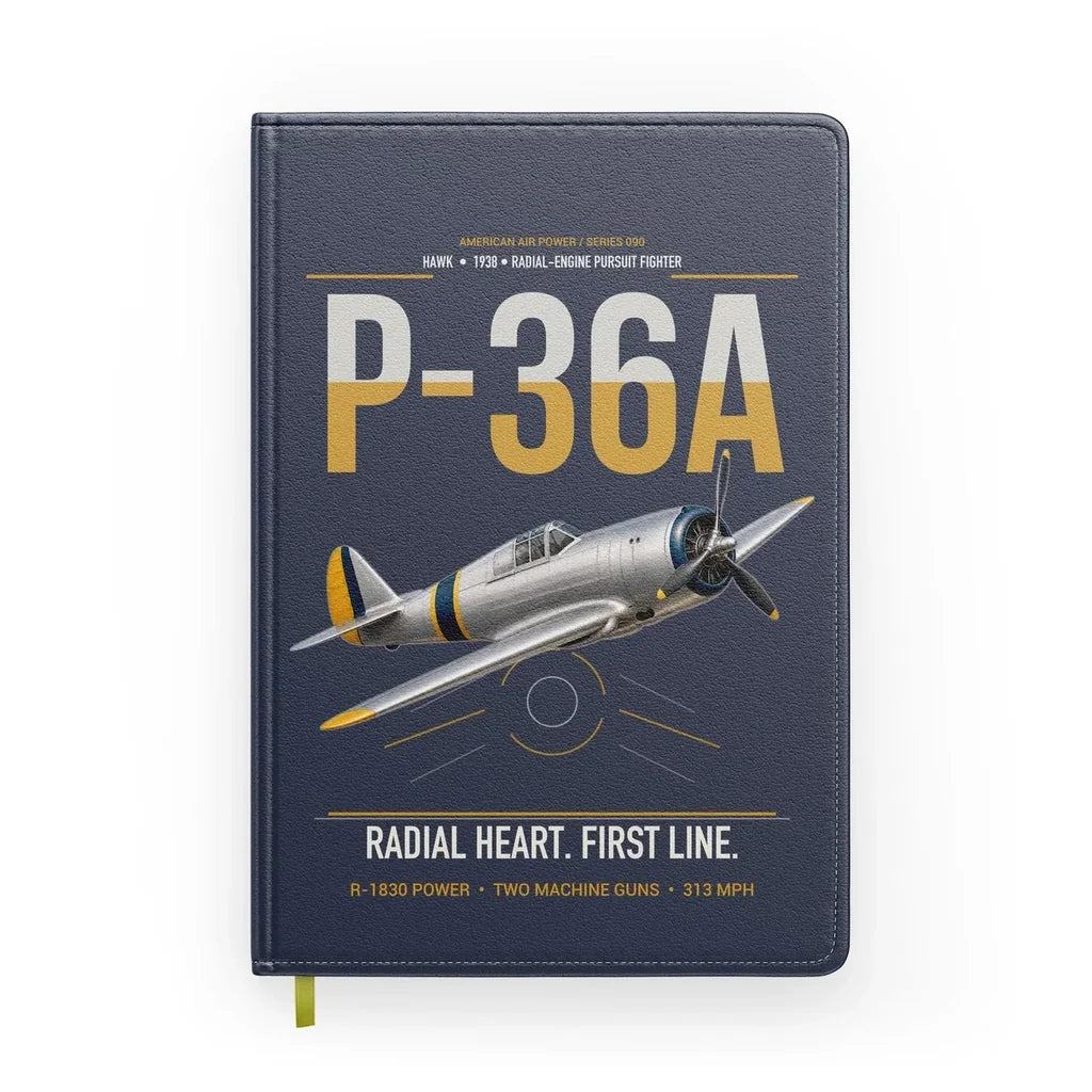 P-36A Hawk design on navy blue notebook