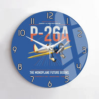 Thumbnail for Boeing P-26A Peashooter design on blue no frame wall clock