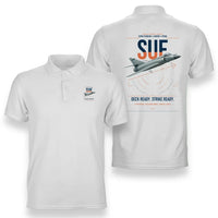Thumbnail for Dassault Super Étendard design on white double-side polo t-shirt, double-side print