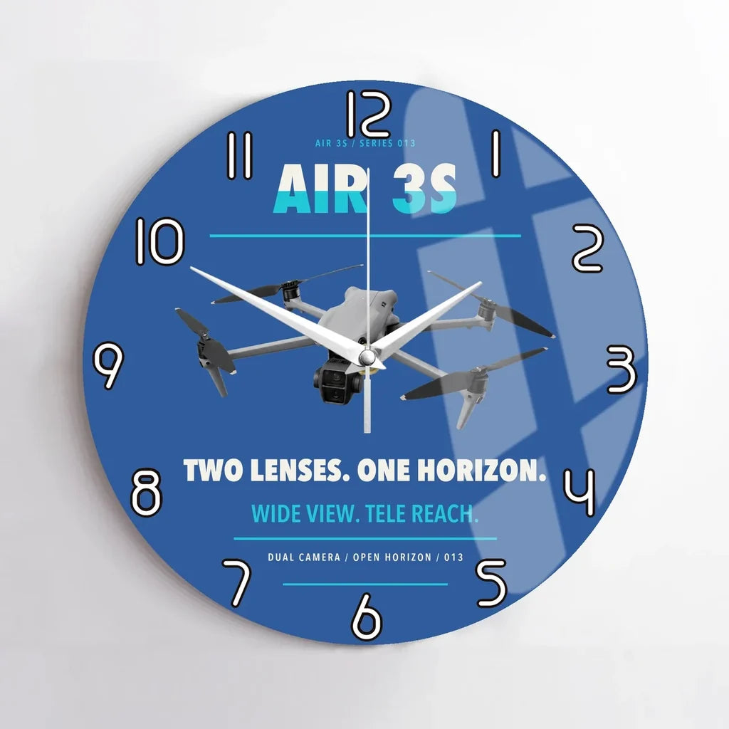 DJI Air 3S design on blue no frame wall clock