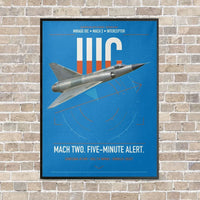 Thumbnail for Dassault Mirage IIIC vertical canvas print - framed - turquoise background