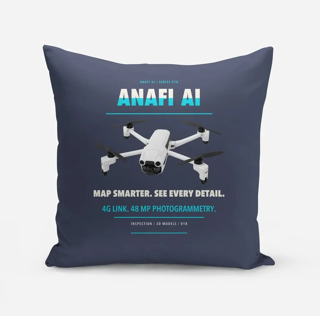 Parrot ANAFI Ai design on navy blue pillow
