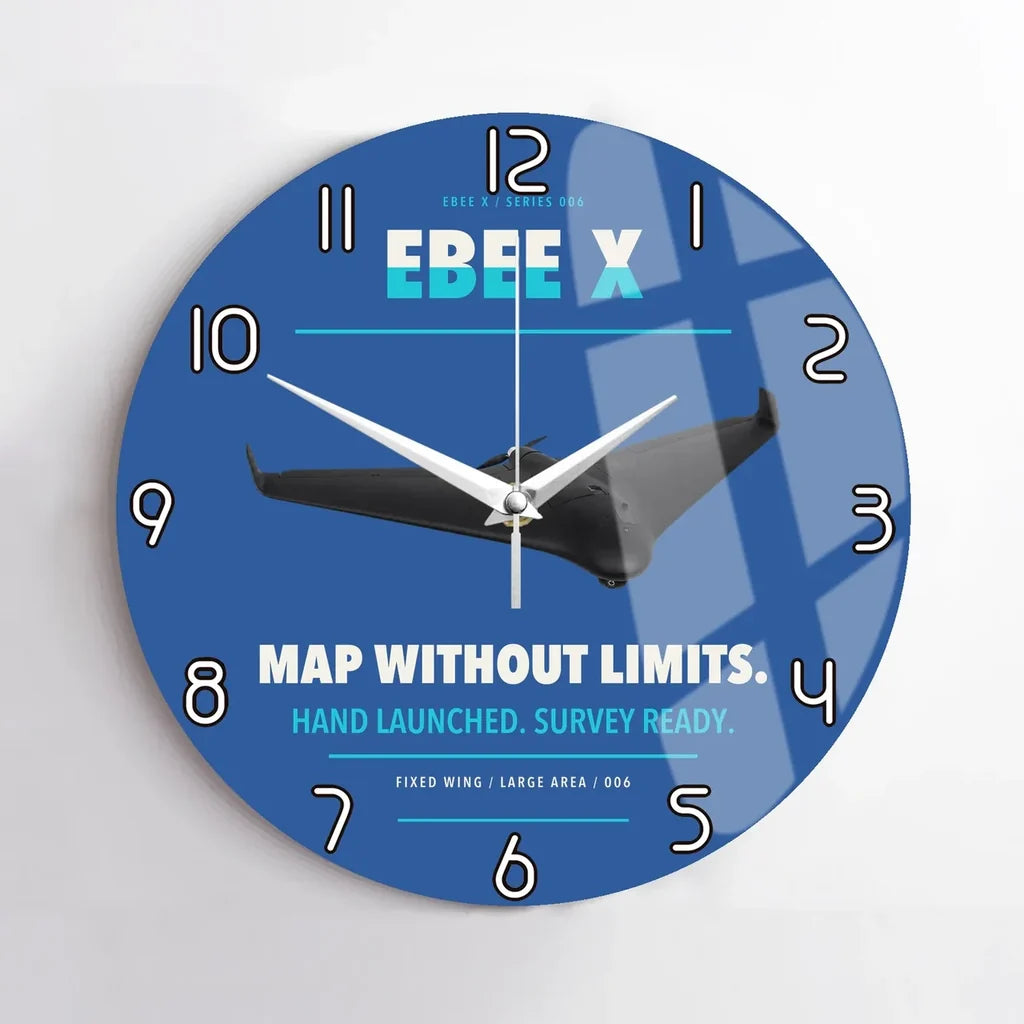 AgEagle eBee X design on blue no frame wall clock