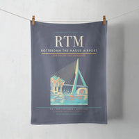 Thumbnail for Rotterdam The Hague Airport (RTM) design on navy blue towel