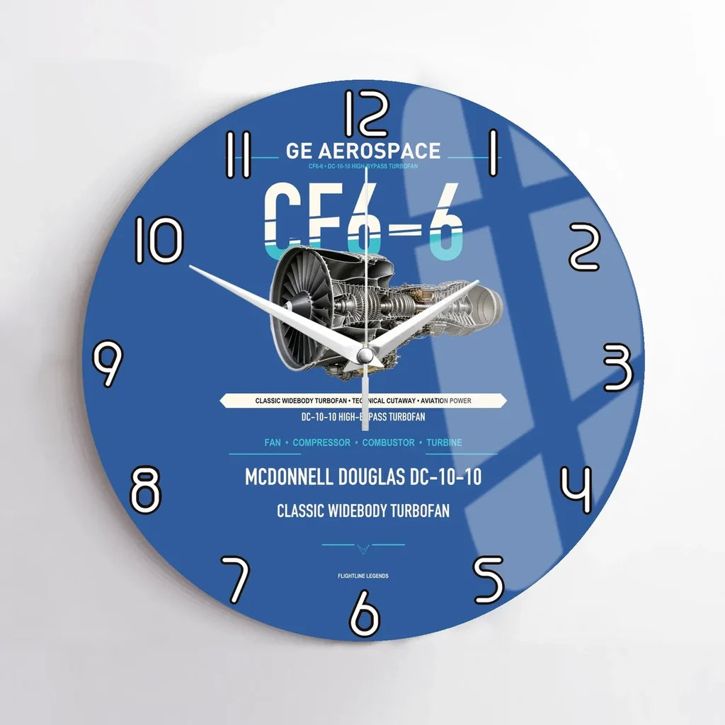 CF6-6 design on blue no frame wall clock