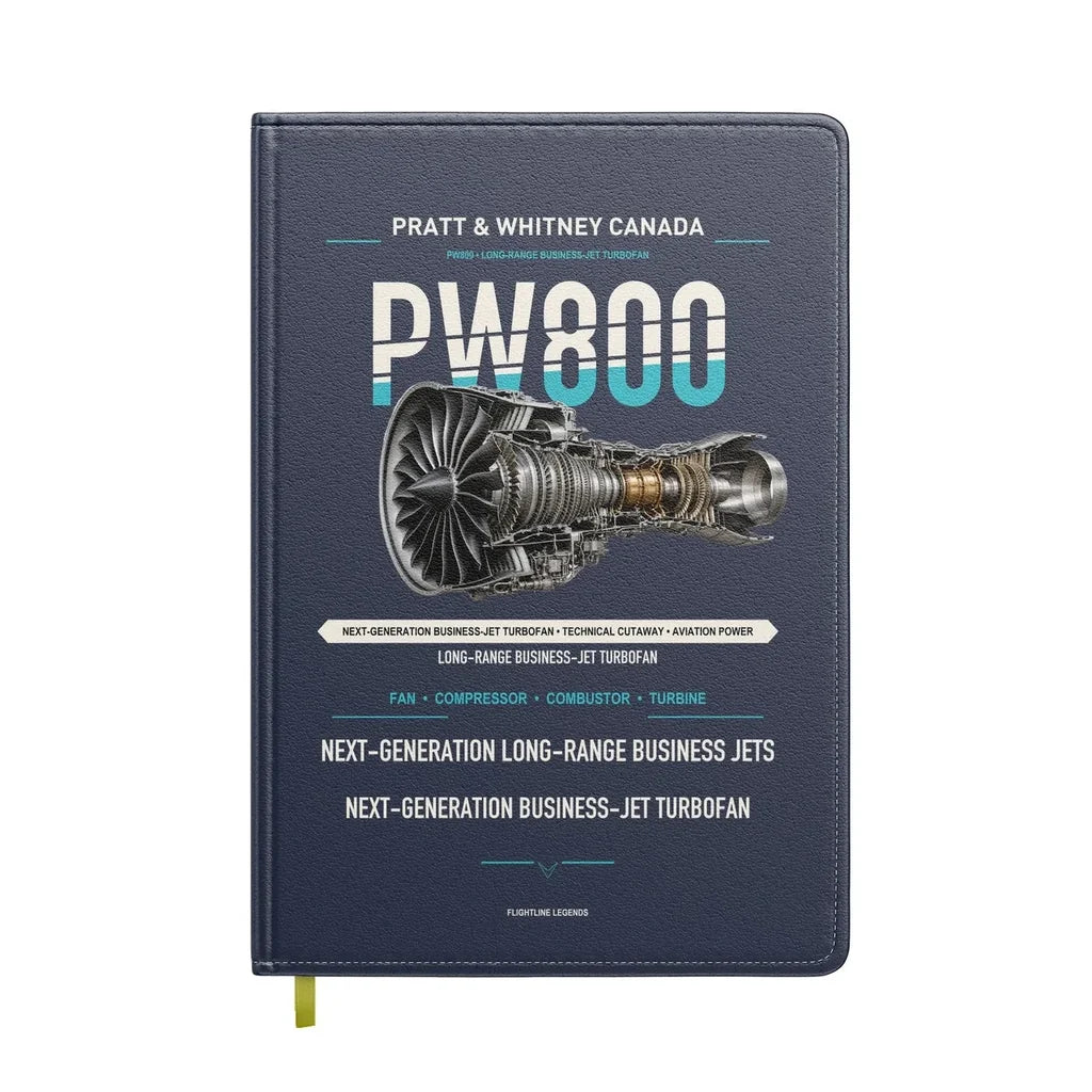 PW800 design on navy blue notebook