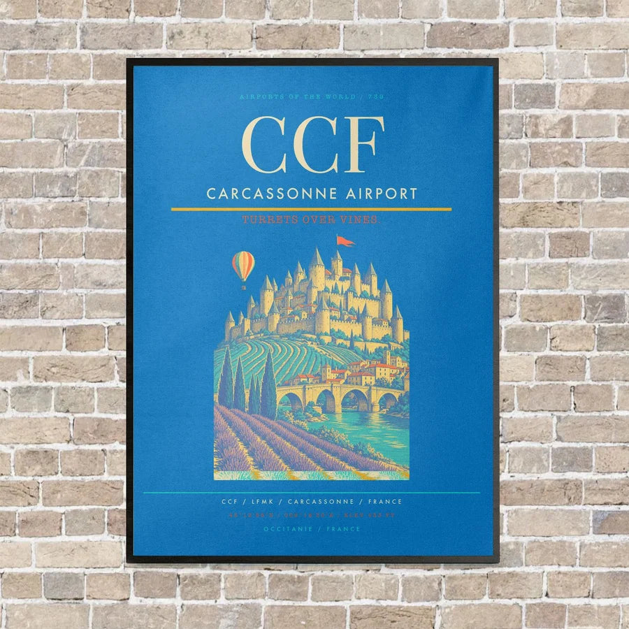 Carcassonne Airport CCF - Canvas Framed - Turquoise
