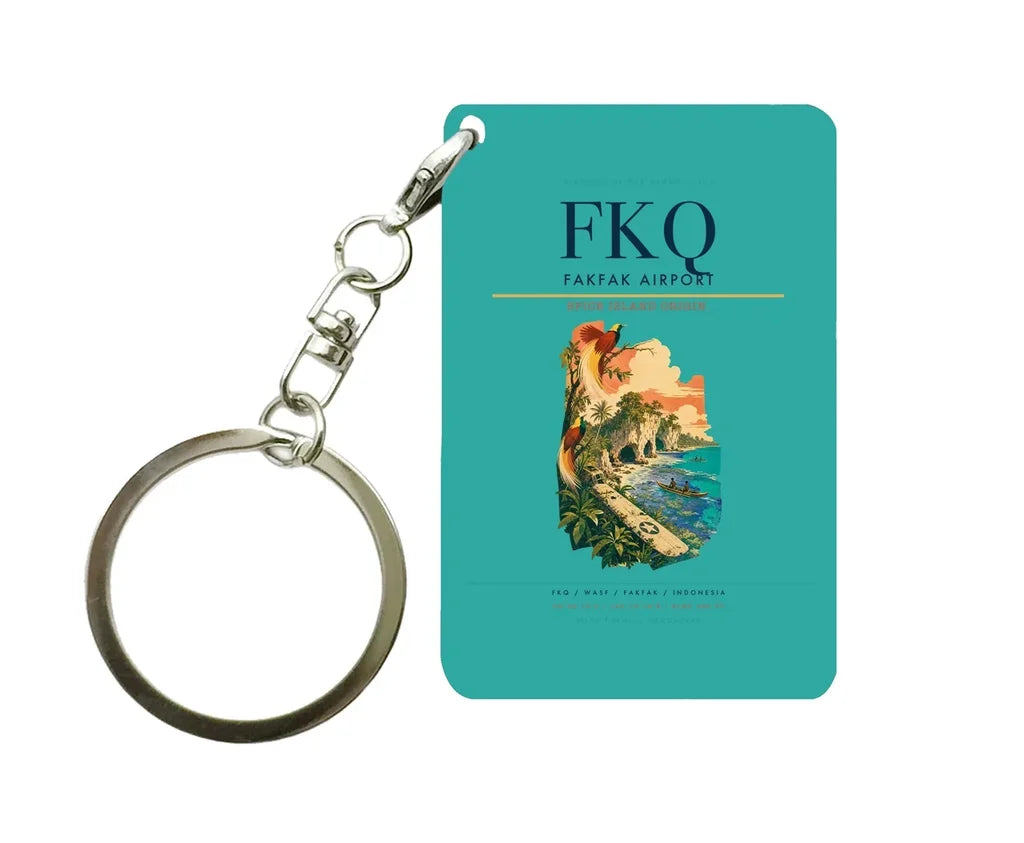 Fakfak Airport (FKQ) design on turquoise key chain