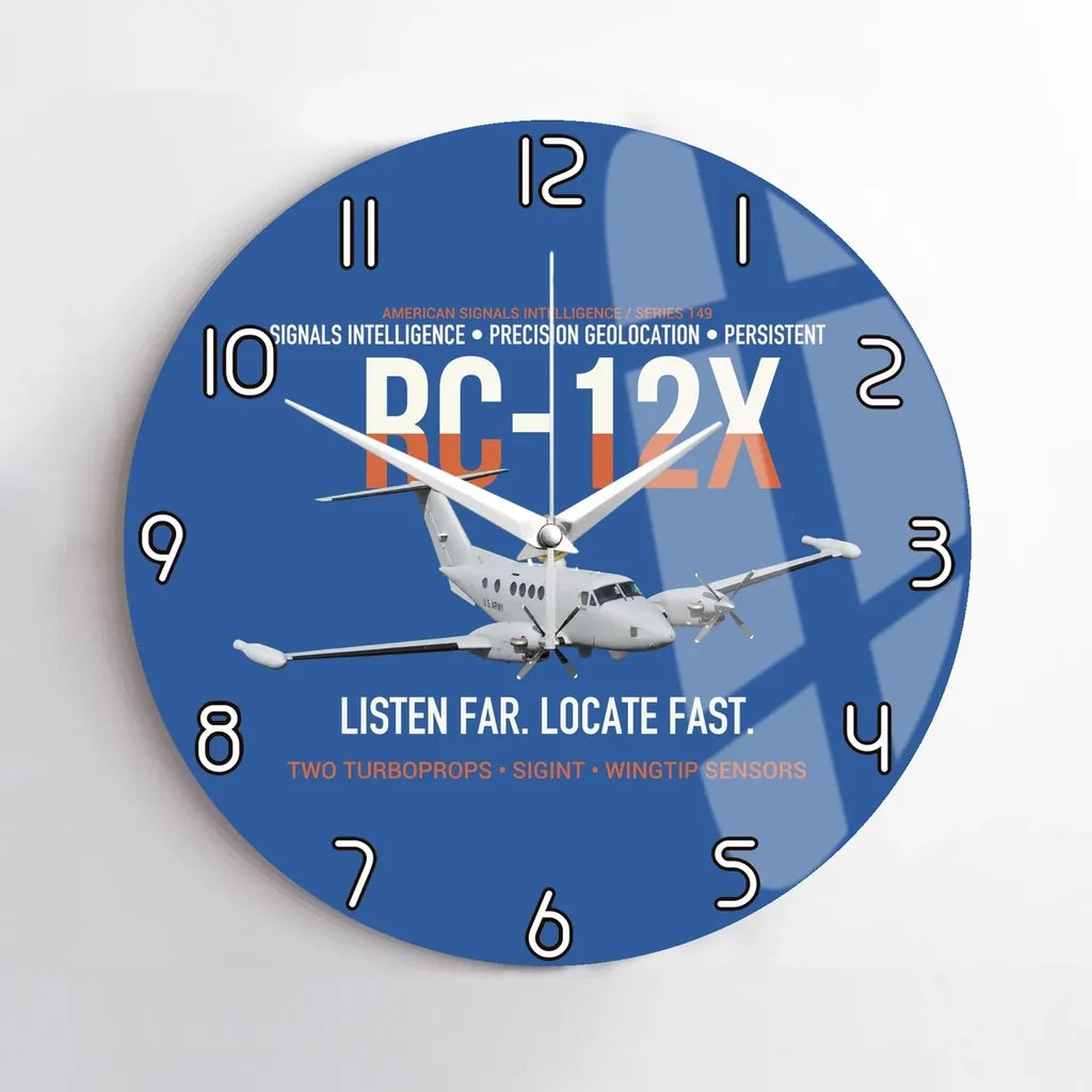 RC-12X Guardrail Signals From Above design on blue no frame wall clock