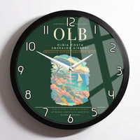 Thumbnail for Olbia Costa Smeralda Airport OLB Wall-Clock Framed - Dark Green