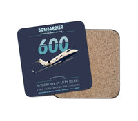 Thumbnail for Bombardier Challenger 600 design on navy blue 1 piece coaster