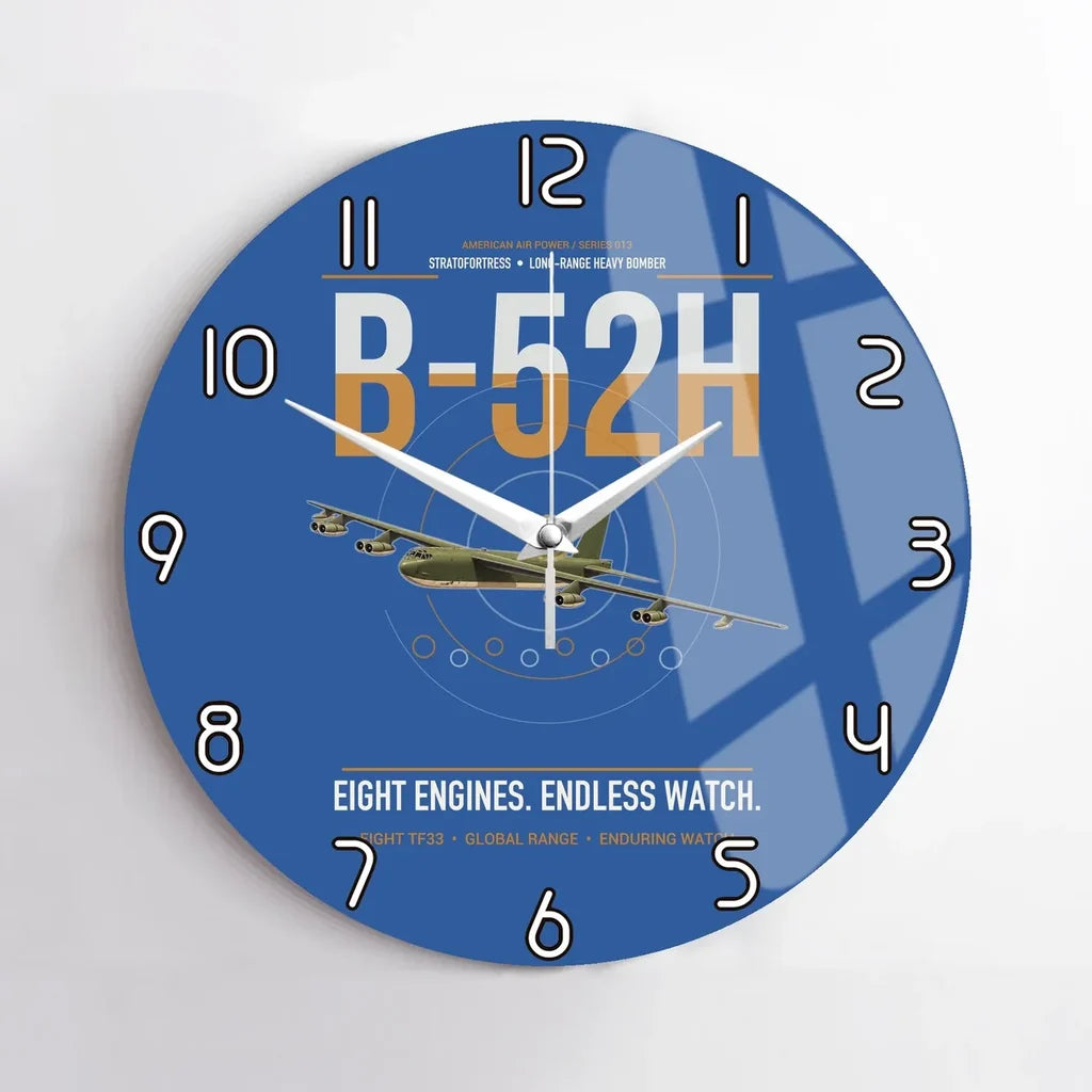 B-52H Stratofortress design on blue no frame wall clock