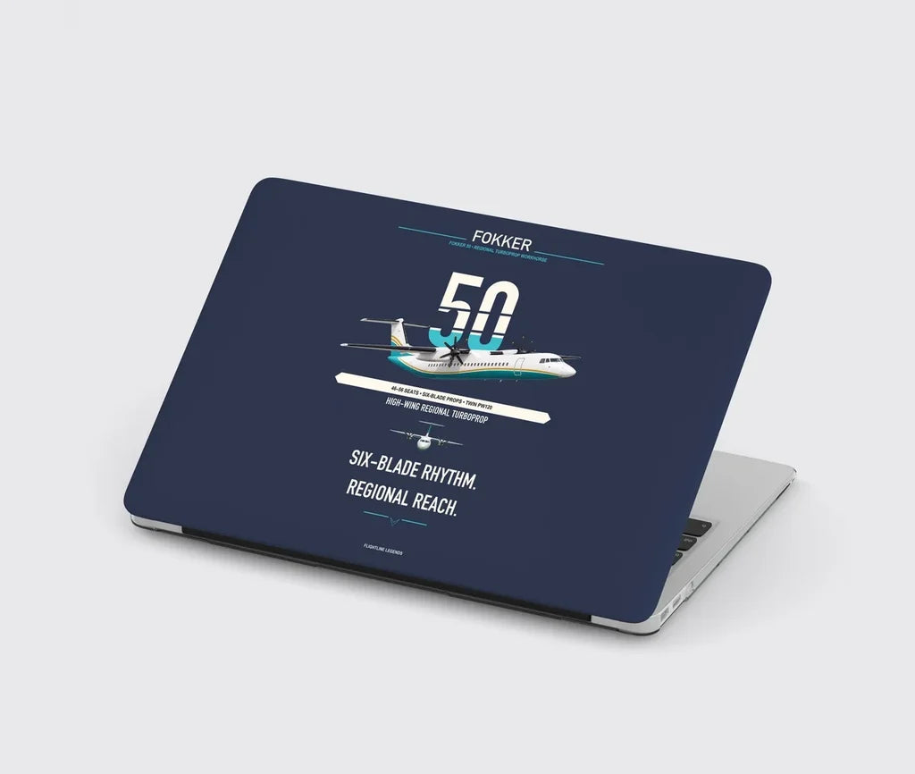 Fokker 50 design on navy blue MacBook case
