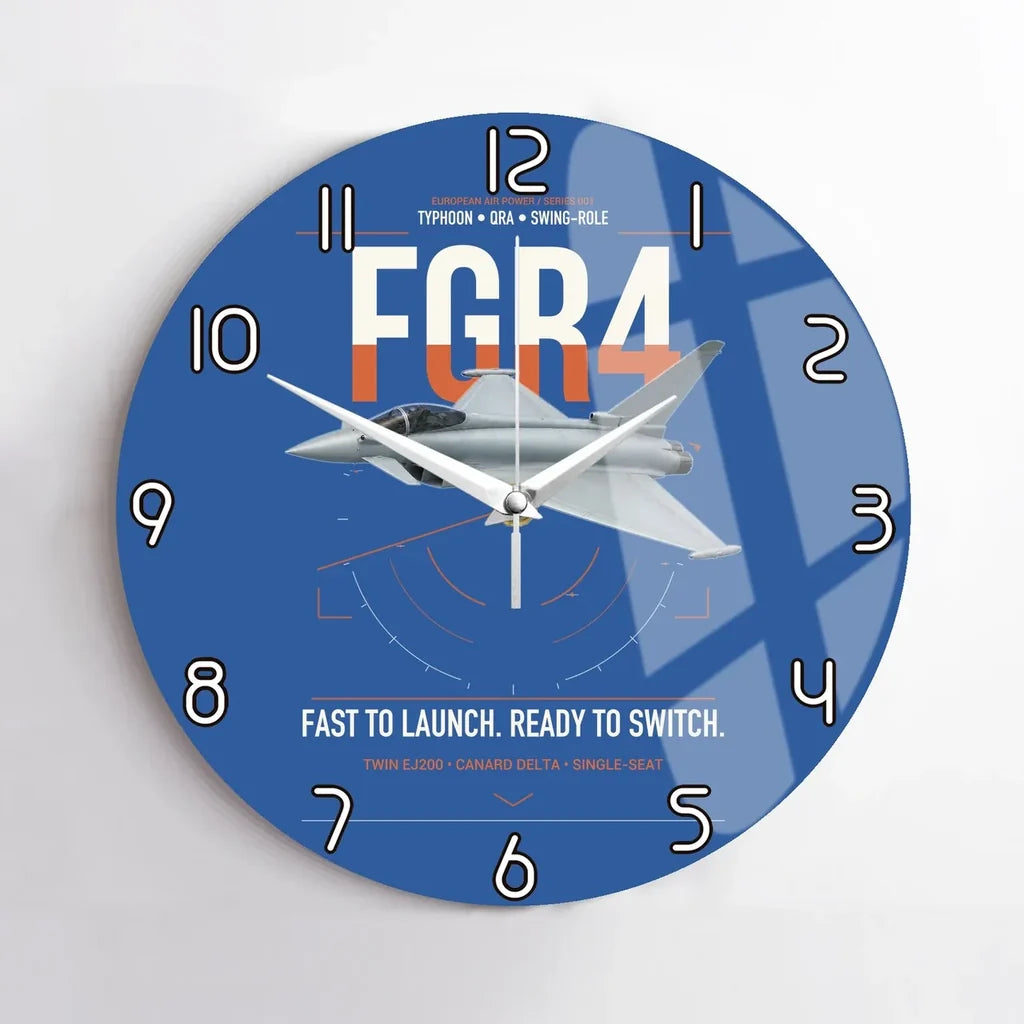 Eurofighter Typhoon FGR4 design on blue no frame wall clock