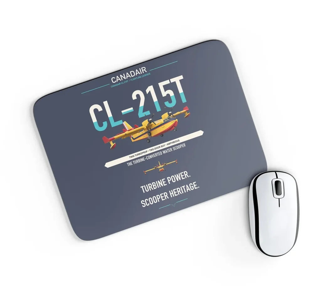 Canadair CL-215T design on navy blue rectangle mouse pad