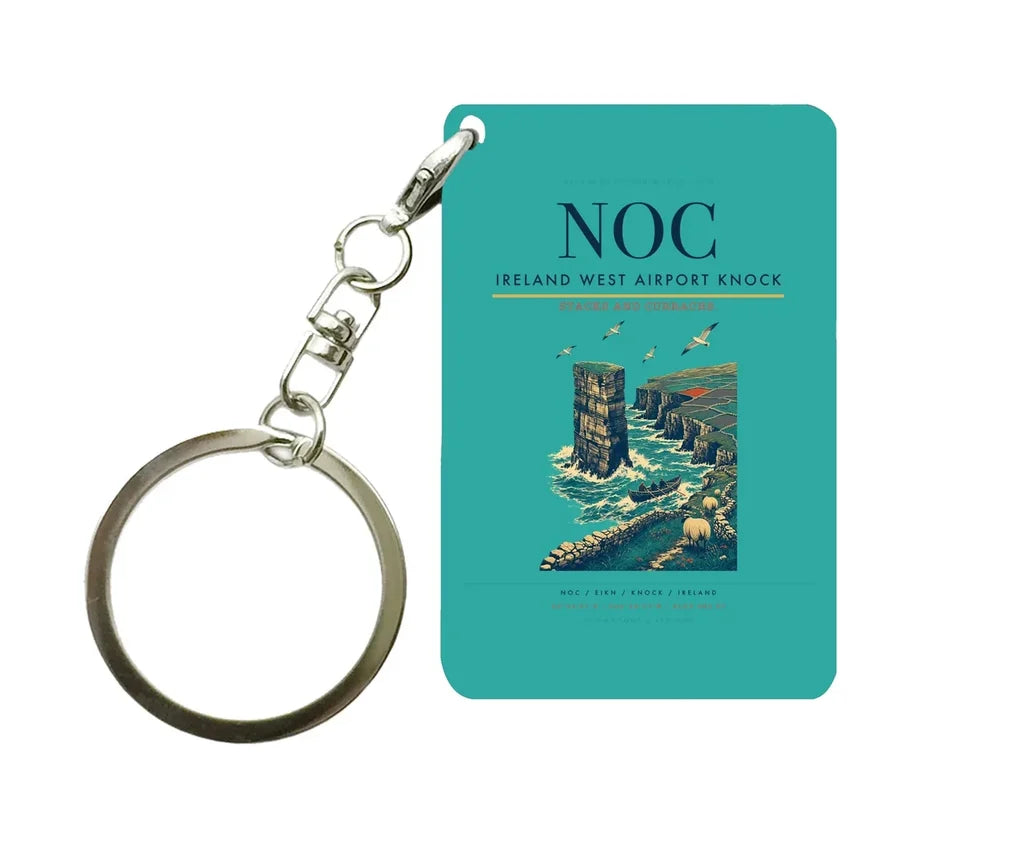 Ireland West Airport Knock (NOC) design on turquoise key chain
