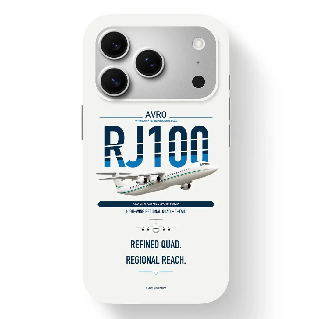 Avro RJ100 design on white magsafe iphone case, for iPhone 17 Pro