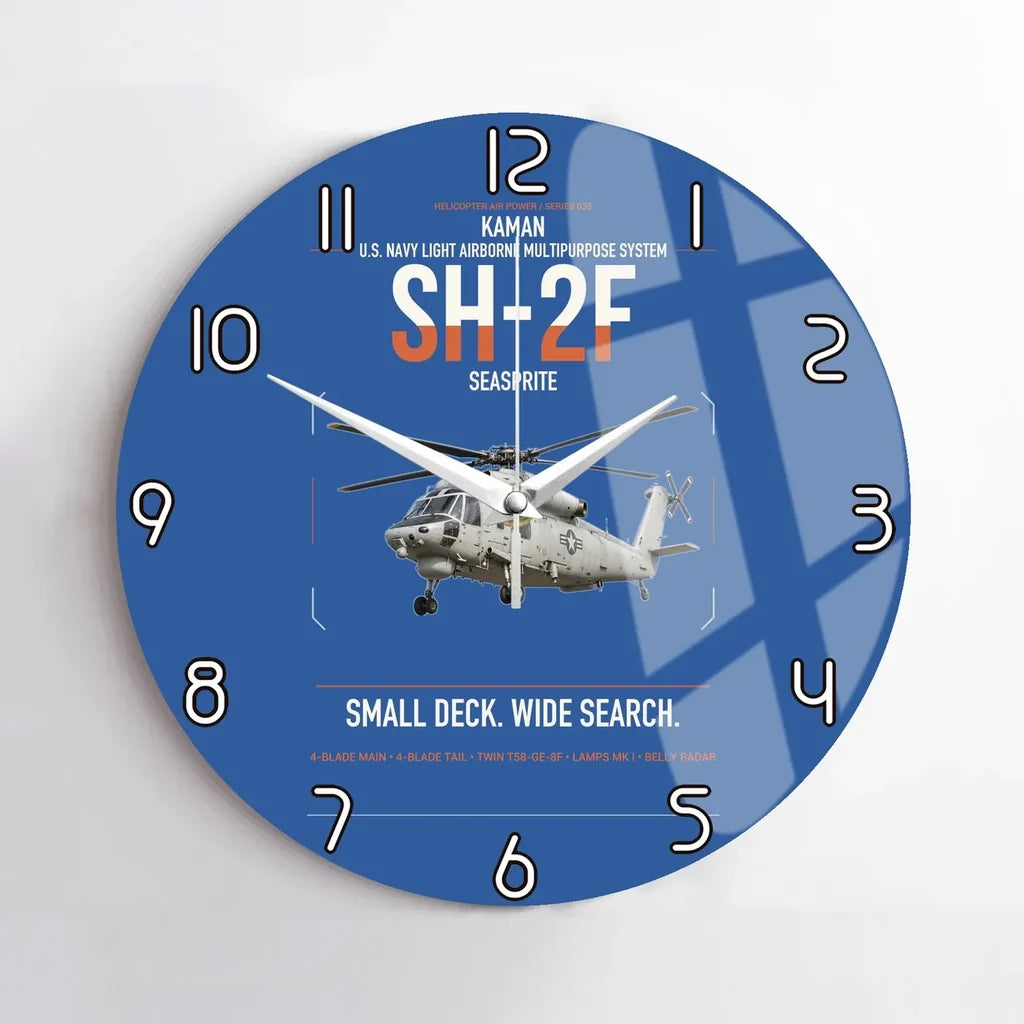 Kaman SH-2F Seasprite design on blue no frame wall clock