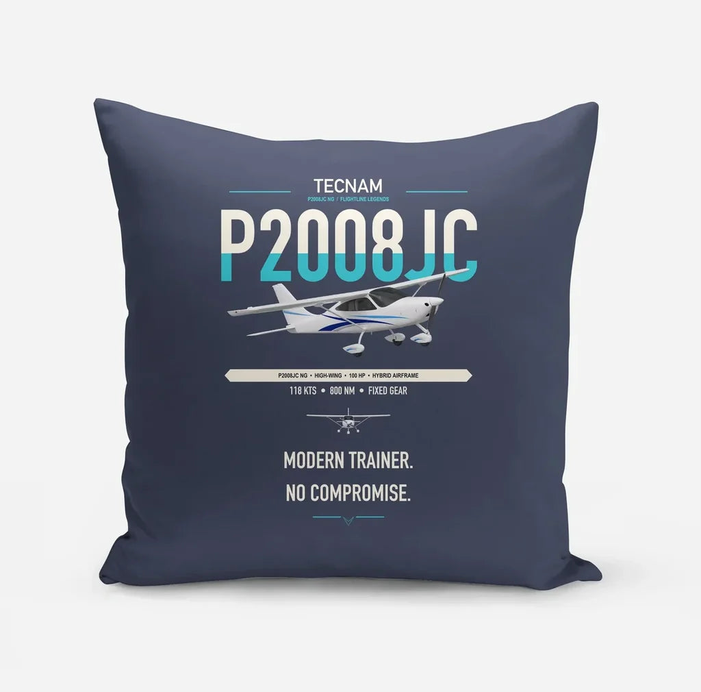 Tecnam P2008JC NG design on navy blue pillow