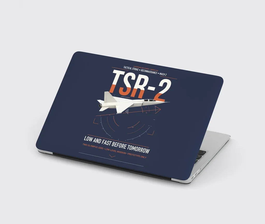 BAC TSR-2 design on navy blue MacBook case