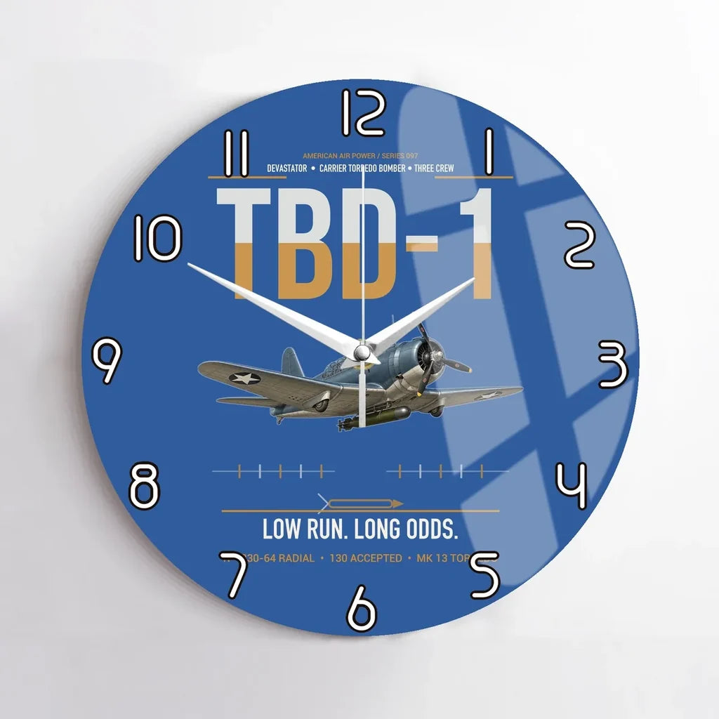 TBD-1 Devastator design on blue no frame wall clock