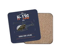 Thumbnail for Bell H-13G Sioux design on navy blue 1 piece coaster