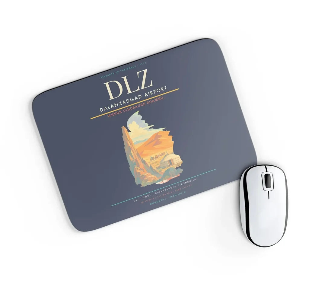 Dalanzadgad Airport (DLZ) design on navy blue rectangle mouse pad