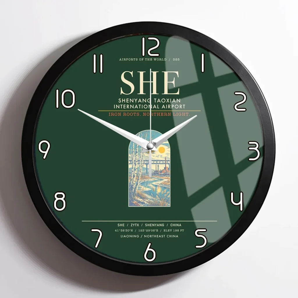 Shenyang Taoxian International Airport SHE Wall-Clock Framed - Dark Green