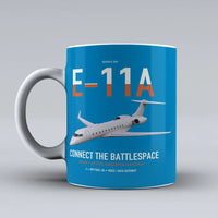 Thumbnail for E-11A BACN design on turquoise ceramic mug, double-side print