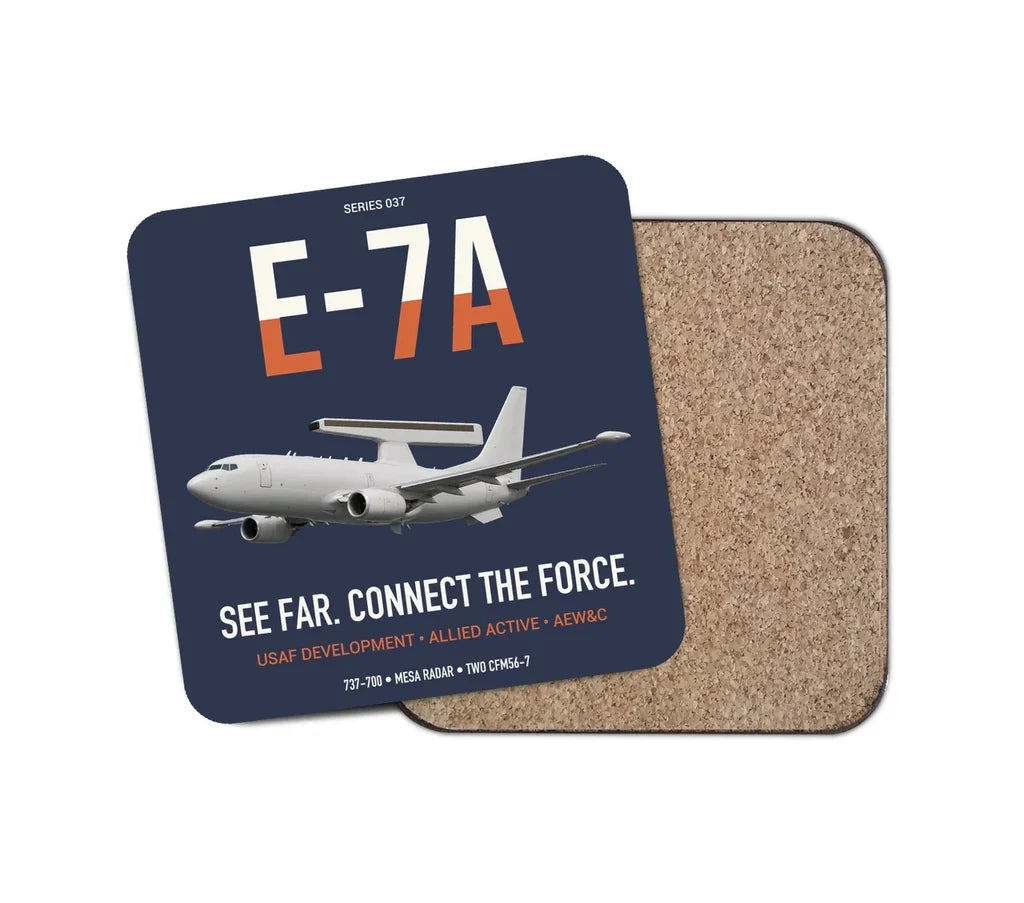 E-7A Wedgetail design on navy blue 1 piece coaster