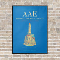 Thumbnail for Rabah Bitat Airport AAE — Annaba vertical canvas print - framed - turquoise background