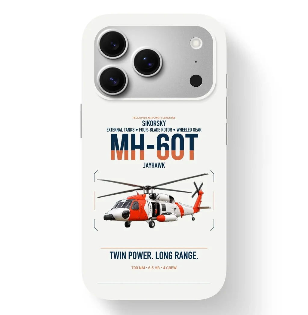 Sikorsky MH-60T Jayhawk design on white magsafe iphone case, for iPhone 17 Pro