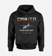 Thumbnail for Airbus C295M T.21 design on black double-side hoodie, single-side print