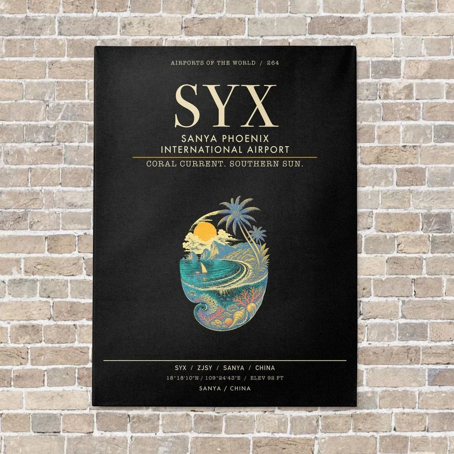 Sanya Phoenix International Airport SYX - Canvas Framed - Black