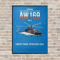 Thumbnail for Leonardo AW169 vertical canvas print - framed - turquoise background