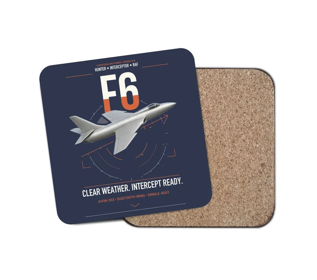 Hawker Hunter F6 design on navy blue 1 piece coaster