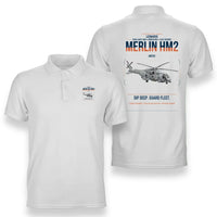 Thumbnail for Leonardo AW101 Merlin HM2 design on white double-side polo t-shirt, double-side print