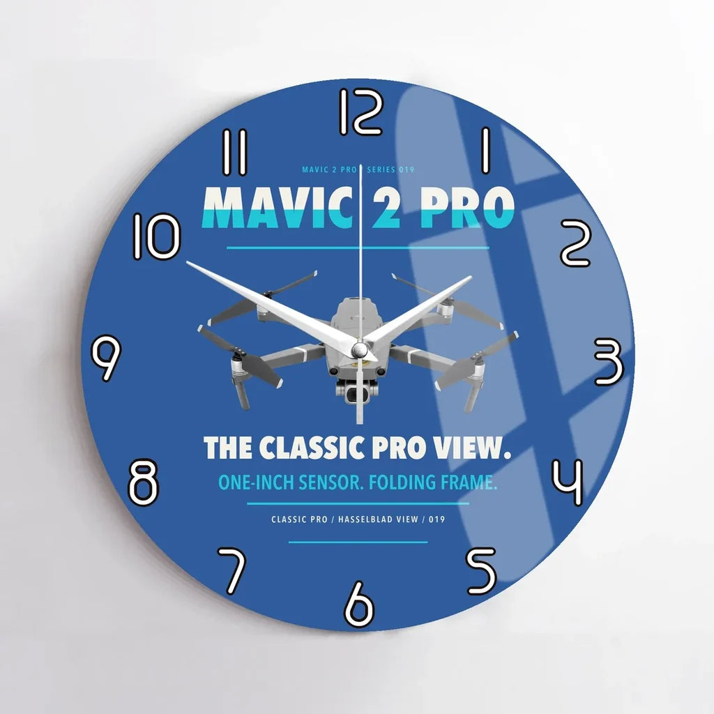 DJI Mavic 2 Pro design on blue no frame wall clock