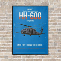 Thumbnail for Sikorsky HH-60G Pave Hawk vertical canvas print - framed - turquoise background