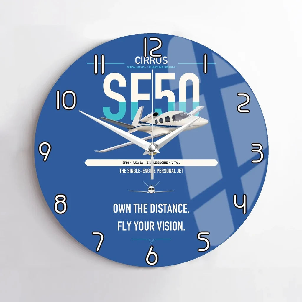 Cirrus Vision Jet G2+ design on blue no frame wall clock