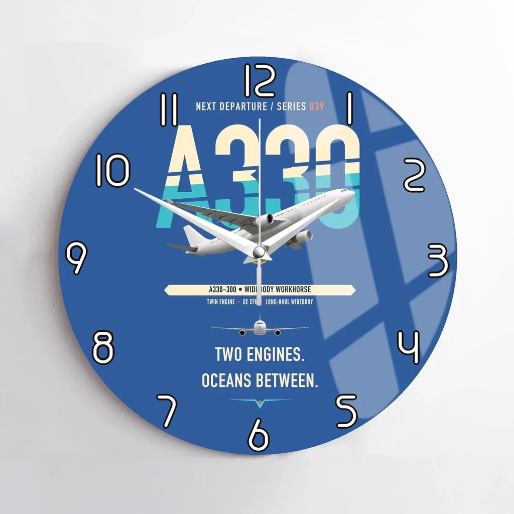 Airbus A330-300 design on blue no frame wall clock