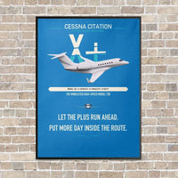 Thumbnail for Cessna Citation X+ vertical canvas print - framed - turquoise background