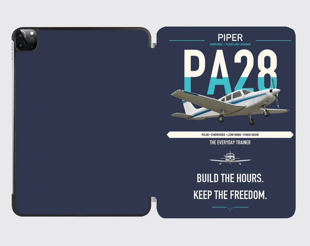 Piper PA-28 Cherokee design on navy blue ipad tablet case
