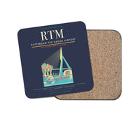 Thumbnail for Rotterdam The Hague Airport (RTM) design on navy blue 1 piece coaster
